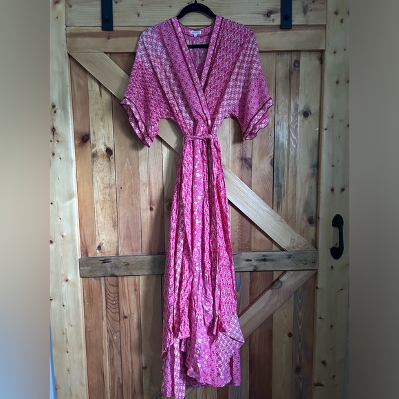 POUPETTE ST. BARTH - LONG DRESS ADHA - PINK BATIK STRIPE Small - Picture 6 of 6